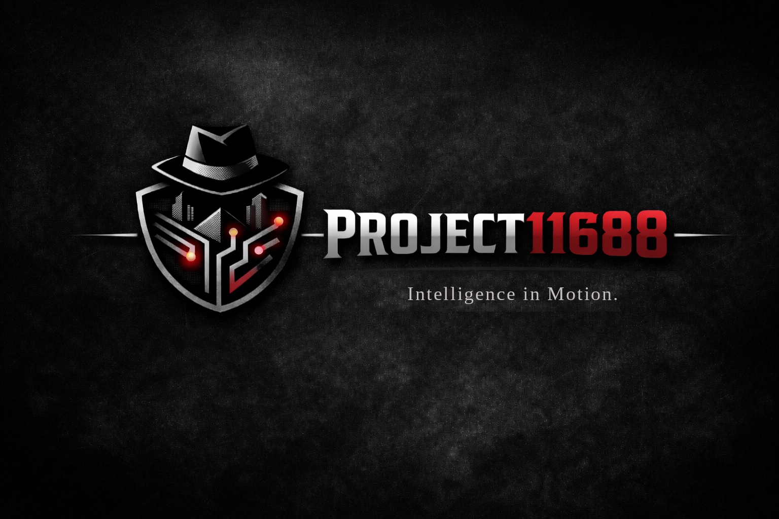 Project 11688 shield and circuitry logo, Intelligence in Motion